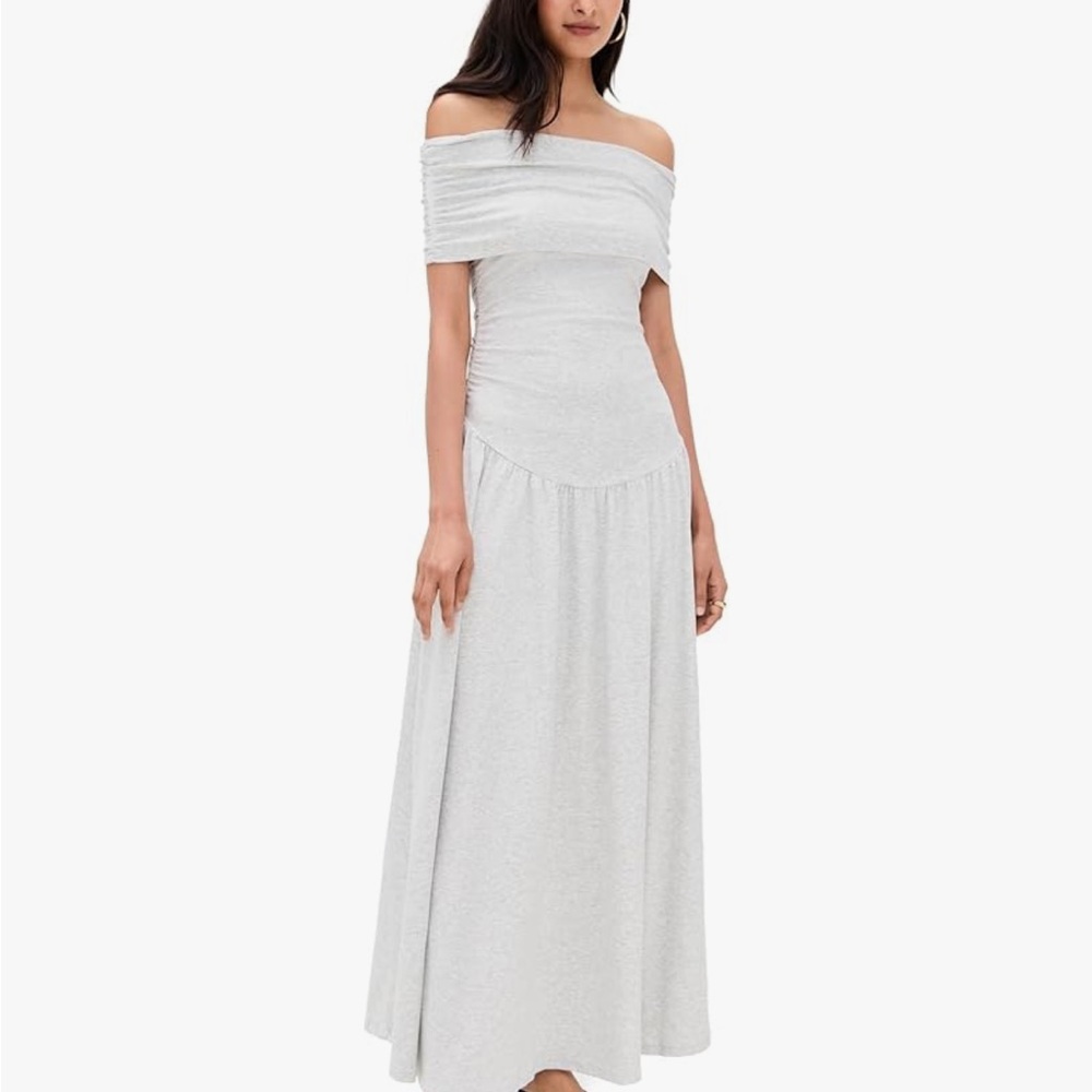 Lioness Off-Shoulder Gray Maxi Dress